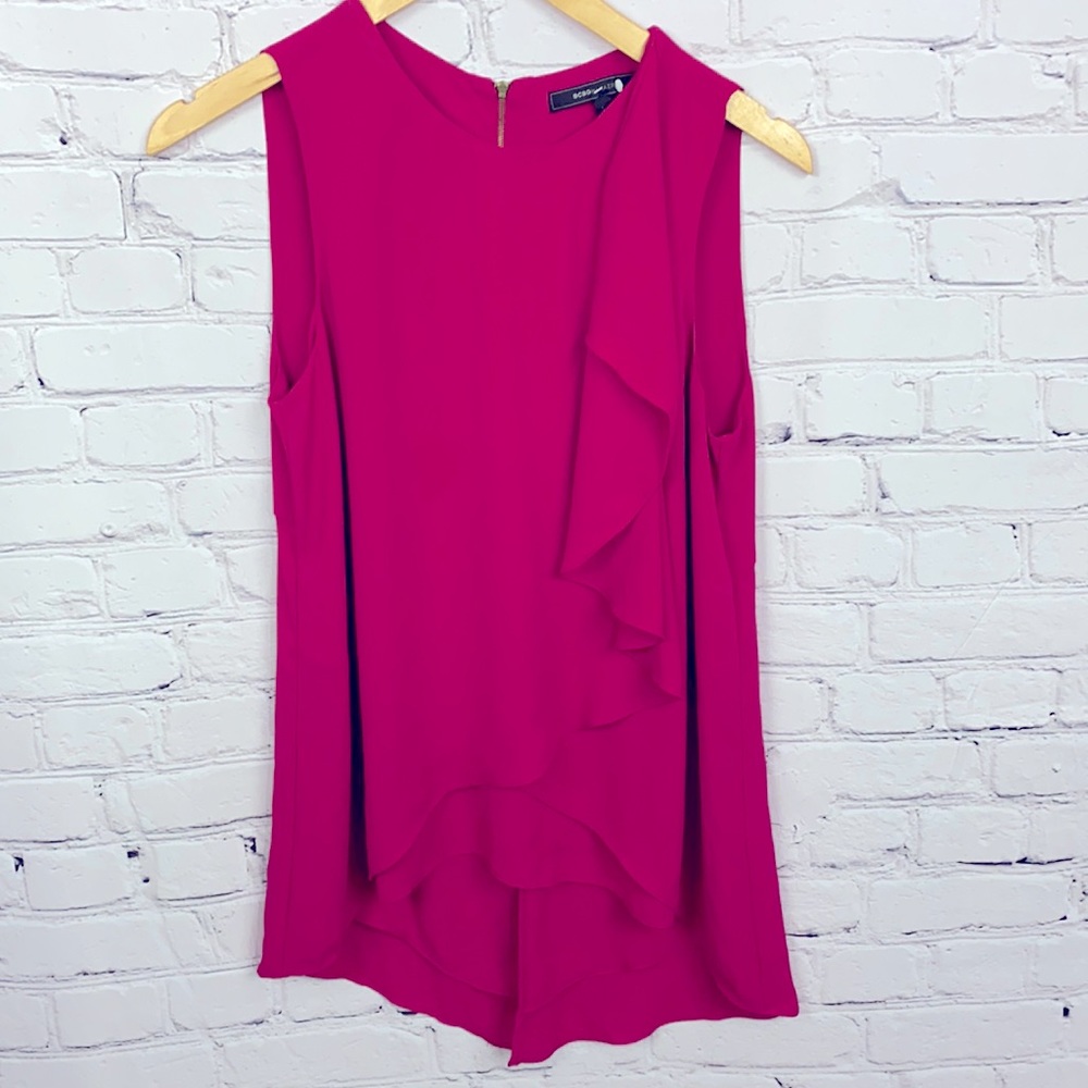 BCBG MAXAZRIA High-Low Blouse in Hot Pink